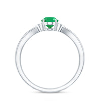 5X7 mm Oval Cut Emerald Vintage Engagement Ring with Diamond