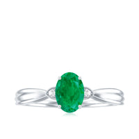 5X7 mm Oval Cut Emerald Vintage Engagement Ring with Diamond