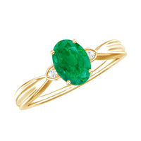 5X7 mm Oval Cut Emerald Vintage Engagement Ring with Diamond