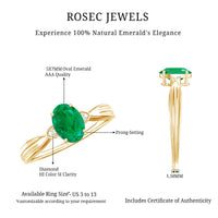 5X7 mm Oval Cut Emerald Vintage Engagement Ring with Diamond