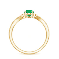 5X7 mm Oval Cut Emerald Vintage Engagement Ring with Diamond