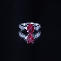 Oval Shaped 1.5 Carat Lab Created Ruby Solitaire Engagement Ring