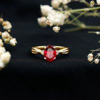 Oval Shaped 1.5 Carat Lab Created Ruby Solitaire Engagement Ring