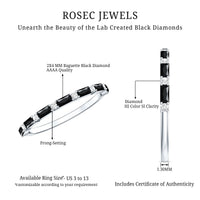 Certified Baguette Lab Grown Black and White Diamond Half Eternity Ring