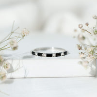 Certified Baguette Lab Grown Black and White Diamond Half Eternity Ring