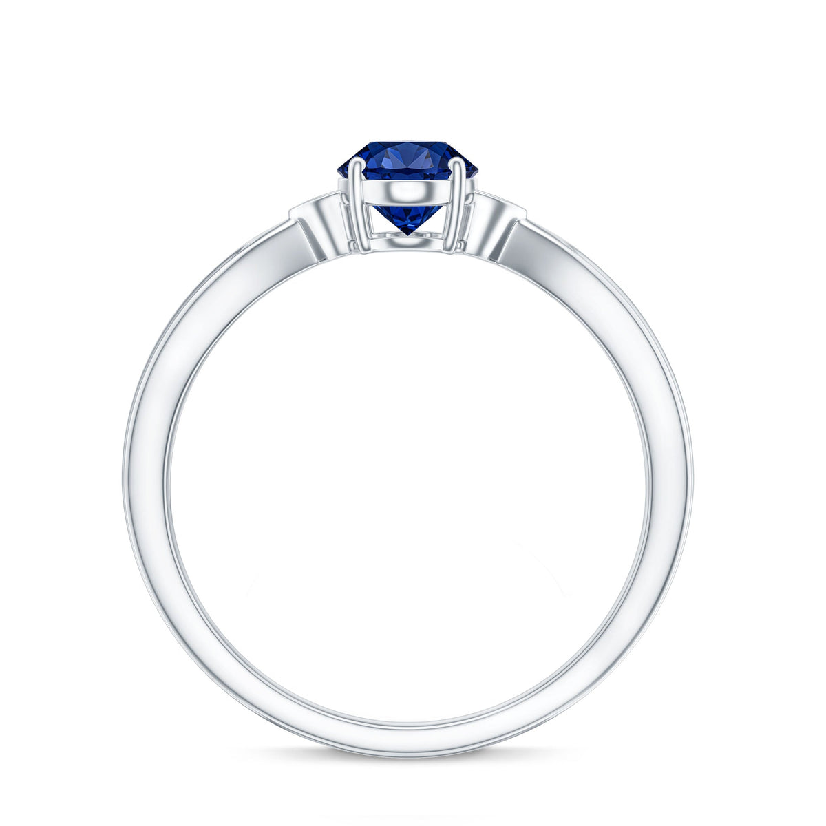 Certified 1 Carat Oval Lab Grown Blue Sapphire Solitaire Engagement Ring with Diamond