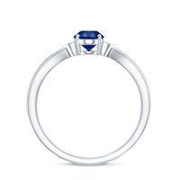 Certified 1 Carat Oval Lab Grown Blue Sapphire Solitaire Engagement Ring with Diamond