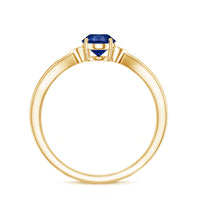 Certified 1 Carat Oval Lab Grown Blue Sapphire Solitaire Engagement Ring with Diamond