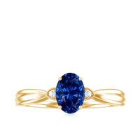 Certified 1 Carat Oval Lab Grown Blue Sapphire Solitaire Engagement Ring with Diamond