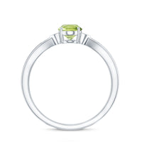 Natural 1 Carat Peridot Oval Engagement Ring with Diamond