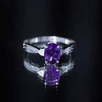 1 Carat Amethyst Oval Engagement Ring with Diamond