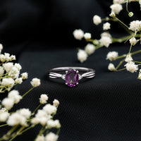 1 Carat Amethyst Oval Engagement Ring with Diamond