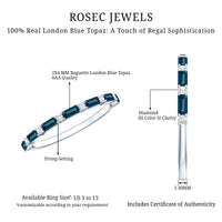Baguette London Blue Topaz and Diamond Stackable Band Ring