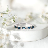Baguette London Blue Topaz and Diamond Stackable Band Ring