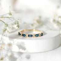 Baguette London Blue Topaz and Diamond Stackable Band Ring