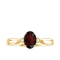Certified Natural Garnet Diamond Oval Engagement Ring with Pinched Shank