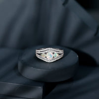 Real Ethiopian Opal 3 Stone Engagement Ring with Moissanite