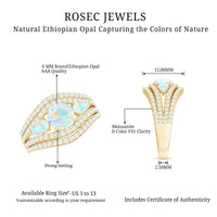 Real Ethiopian Opal 3 Stone Engagement Ring with Moissanite