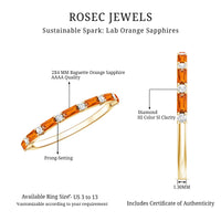 Lab Grown Orange Sapphire and Diamond Half Eternity Stackable Ring