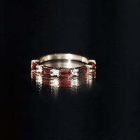 Natural Baguette Garnet Diamond Half Eternity Band With Certificate