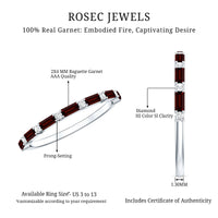 Natural Baguette Garnet Diamond Half Eternity Band With Certificate