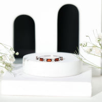 Natural Baguette Garnet Diamond Half Eternity Band With Certificate