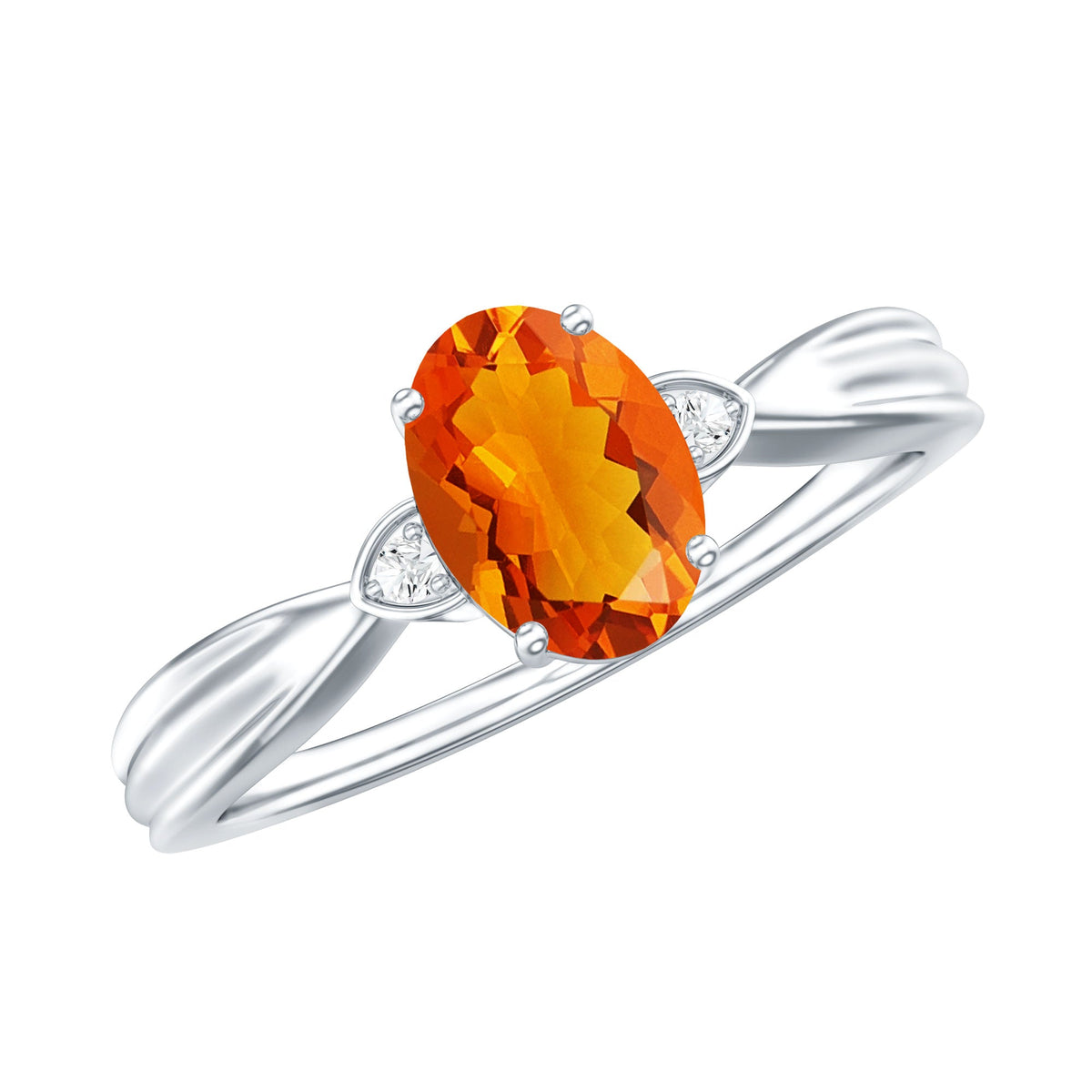 Oval 3/4 ct fire opal engagement ring with diamonds by Rosec Jewels, showcasing the vibrant orange gemstone and sparkling accents.
