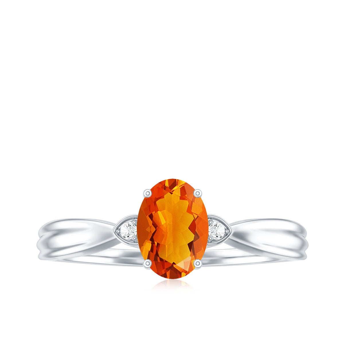 Oval 3/4 CT Fire Opal engagement ring with diamonds from Rosec Jewels, showcasing the vibrant gemstone and sparkling accents.