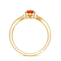 Oval-shaped 3/4 ct fire opal engagement ring with diamonds by Rosec Jewels, showcasing the vibrant gemstone and sparkling accents.