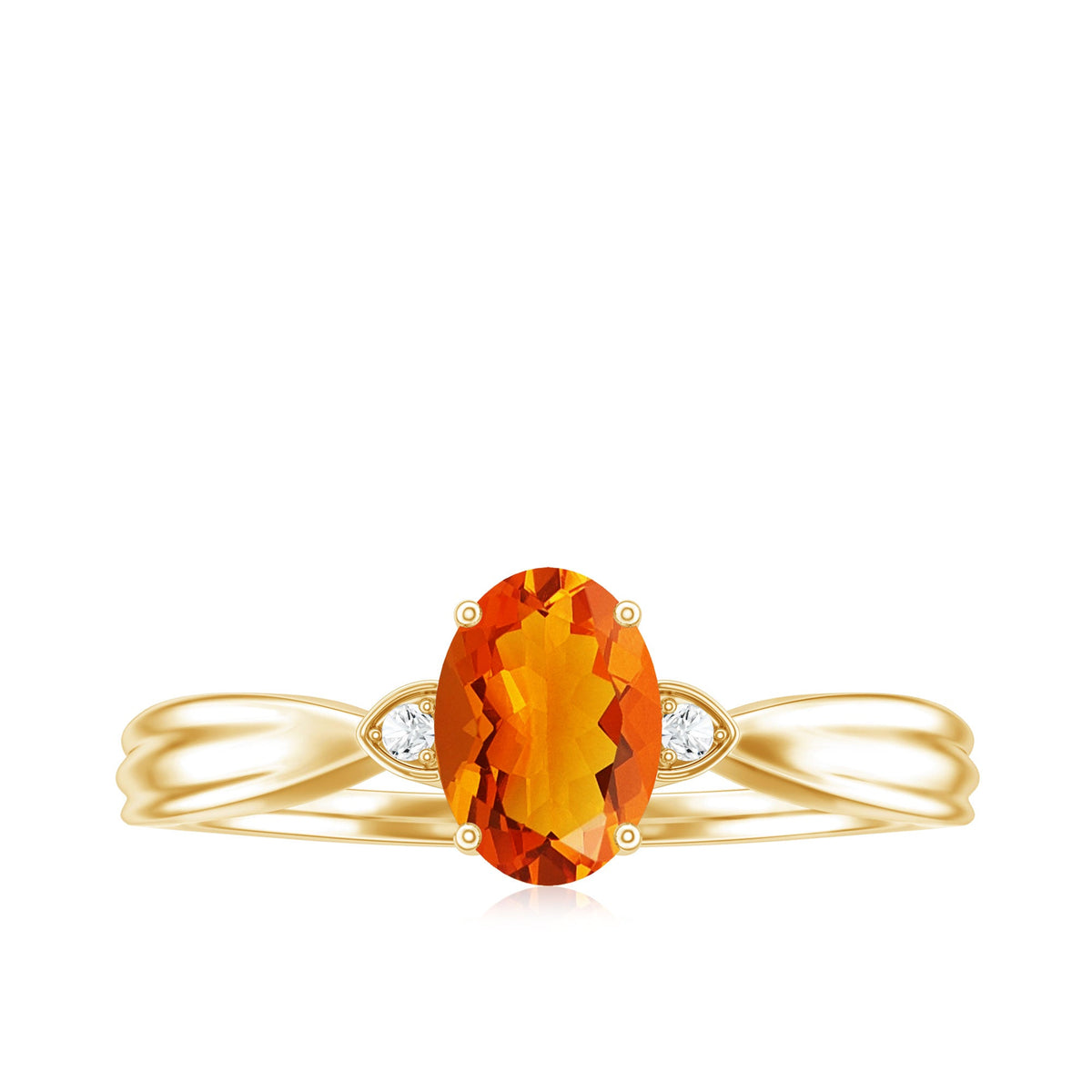 Oval shape fire opal engagement ring with diamonds from Rosec Jewels, showcasing the vibrant gemstone and sparkling accents.