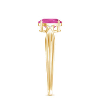 Oval Shape Pink Tourmaline Solitaire Ring with Diamond