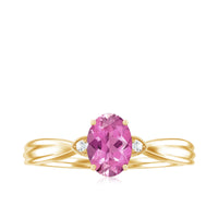 Oval Shape Pink Tourmaline Solitaire Ring with Diamond
