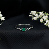 Nature Inspired Emerald Promise Ring with Diamond