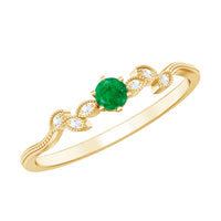 Nature Inspired Emerald Promise Ring with Diamond
