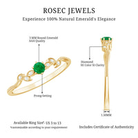 Nature Inspired Emerald Promise Ring with Diamond