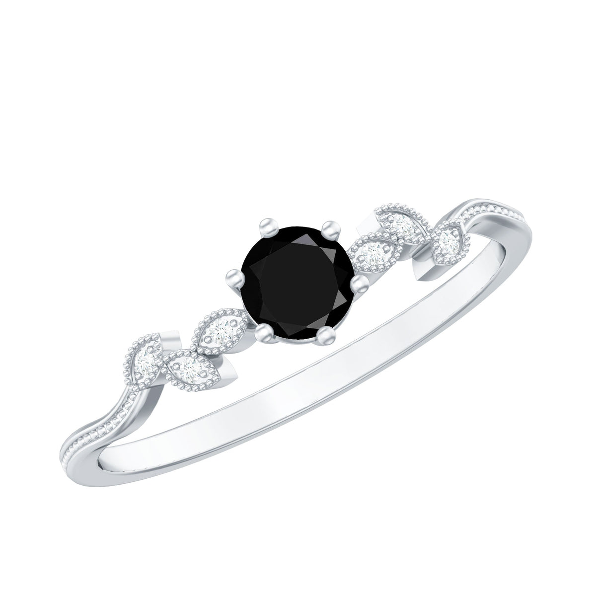Nature Inspired Black Spinel Proposal Ring with Diamond