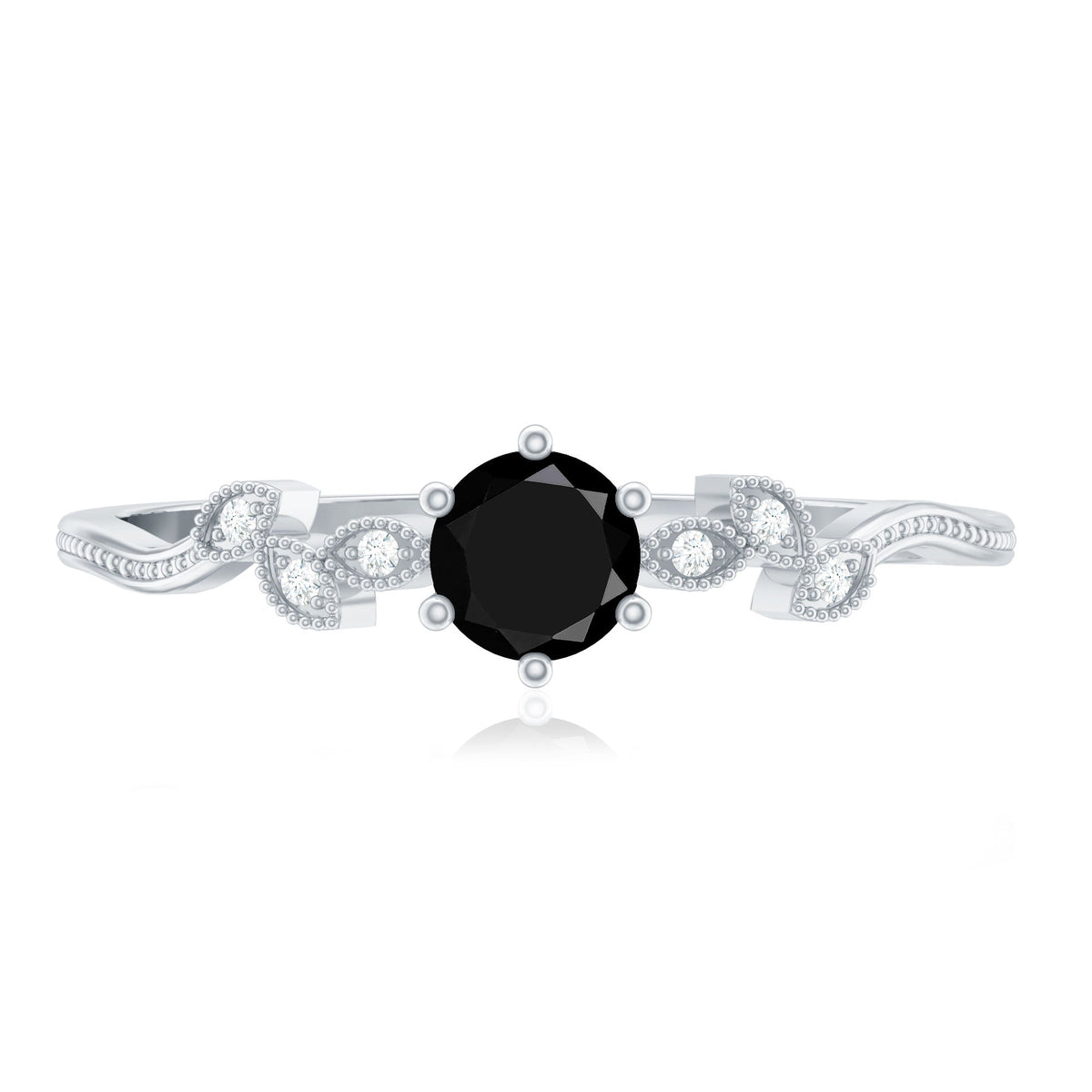 Nature Inspired Black Spinel Proposal Ring with Diamond