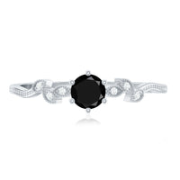 Nature Inspired Black Spinel Proposal Ring with Diamond