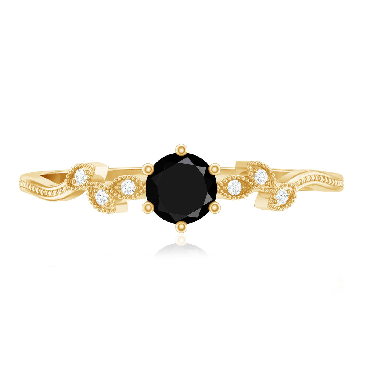Nature Inspired Black Spinel Proposal Ring with Diamond