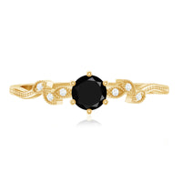 Nature Inspired Black Spinel Proposal Ring with Diamond