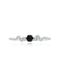 Black Onyx and Diamond Nature Inspired Promise Ring