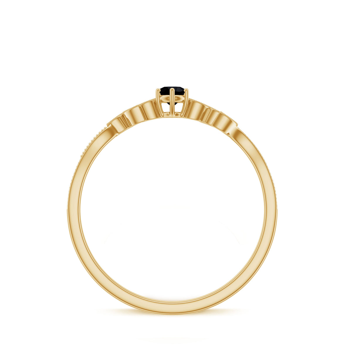 Black Onyx and Diamond Nature Inspired Promise Ring