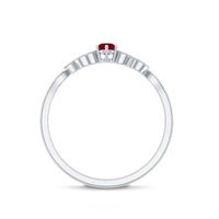 Certified Ruby and Diamond Leaf Branch Promise Ring