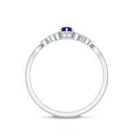 Nature Inspired Amethyst Promise Ring with Diamond