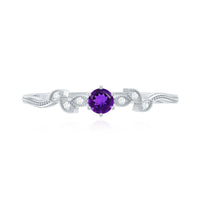 Nature Inspired Amethyst Promise Ring with Diamond