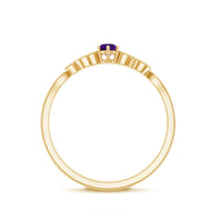 Nature Inspired Amethyst Promise Ring with Diamond