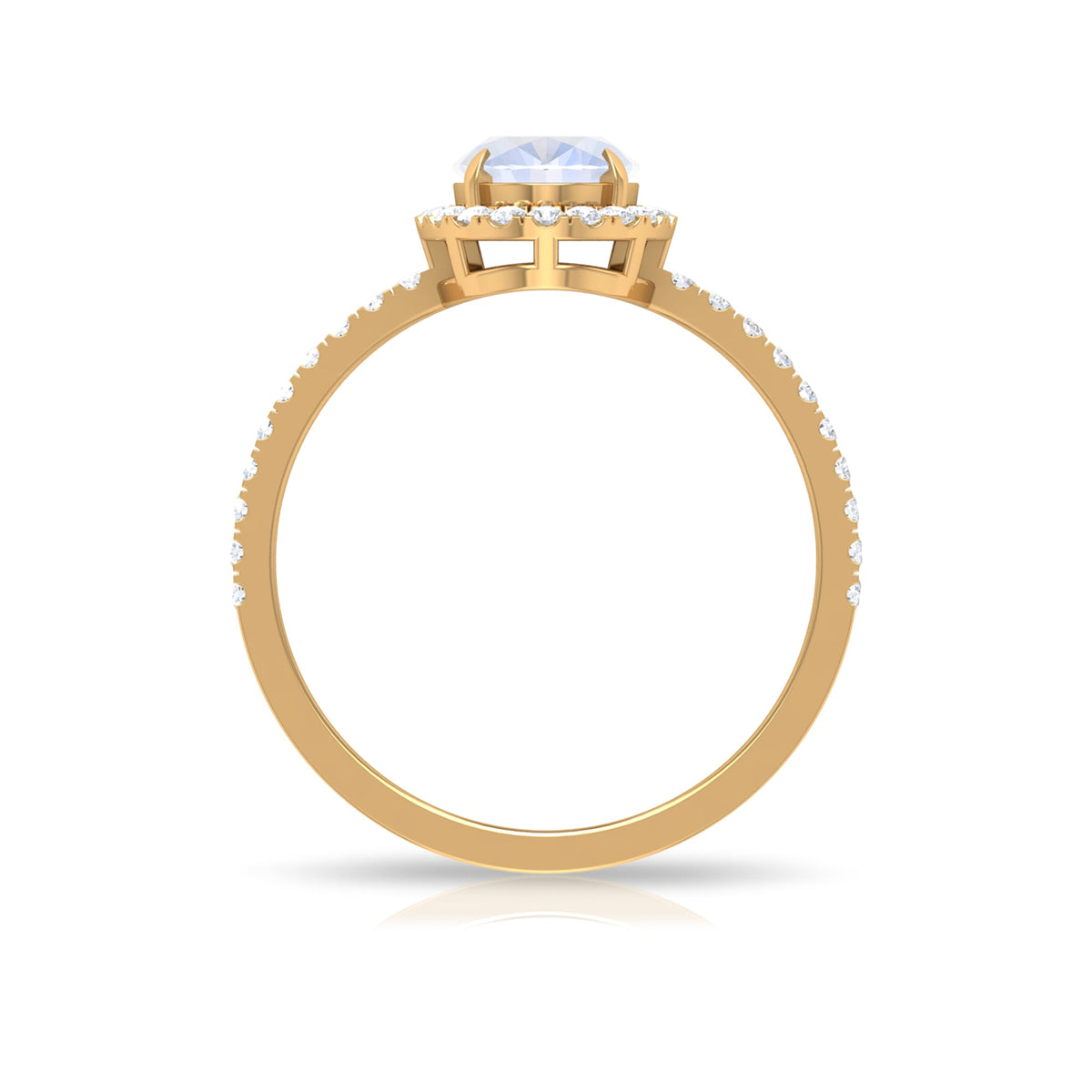 Oval moonstone engagement ring with diamond halo, featuring a sterling silver band and intricate design by Rosec Jewels.