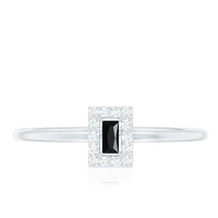 Minimalist Black Onyx and Diamond Halo Promise Ring