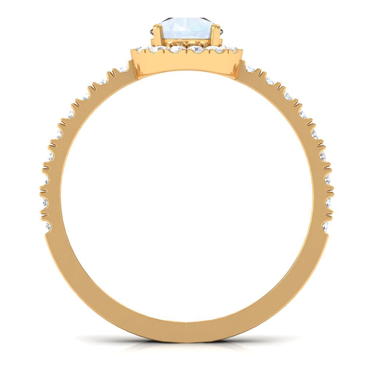 1.25 CT Pear Cut Moonstone Solitaire Simple Engagement Ring with Diamond Accent