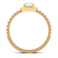 1.25 CT Pear Cut Moonstone Solitaire Simple Engagement Ring with Diamond Accent